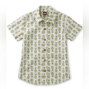 Tea Collection Pineapple Print Short Sleeve Button Shirt size 5